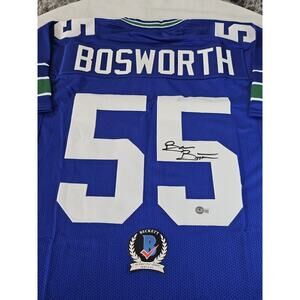 Brian Bosworth Autographed/Signed Jersey Beckett COA Blue Custom Jersey